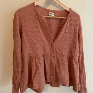 NWOT Rhythm: Linen Button Down Blouse Top